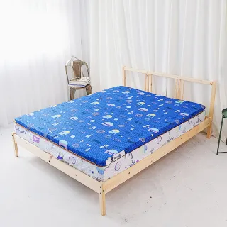 【米夢家居】夢想家園-3.5尺冬夏兩用純棉+紙纖蓆面-馬來西亞進口乳膠床墊-5公分厚(單人加大-深夢藍)