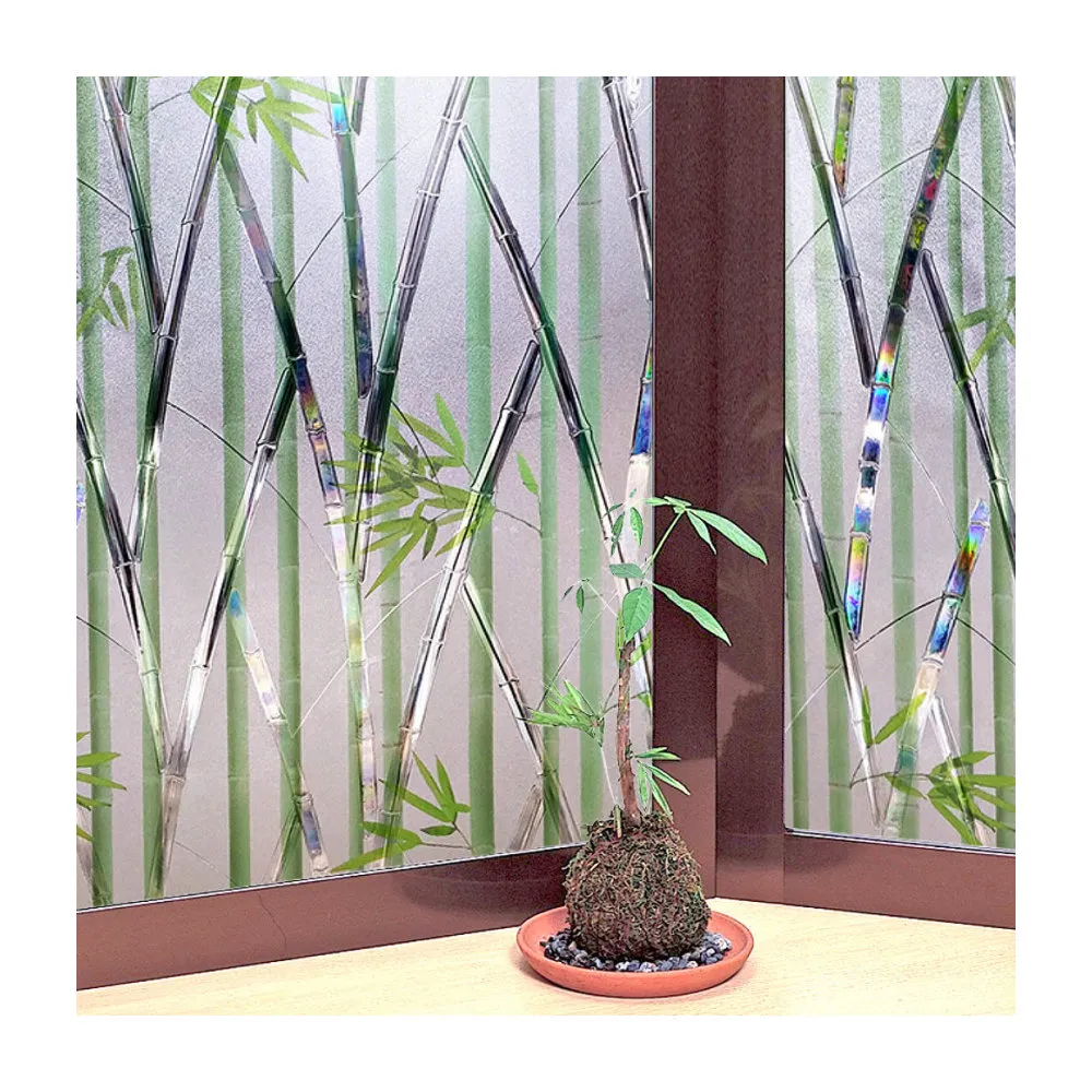 【meiwa】日本製造抗UV可變色節能靜電窗貼(竹林風情- 92x500公分)