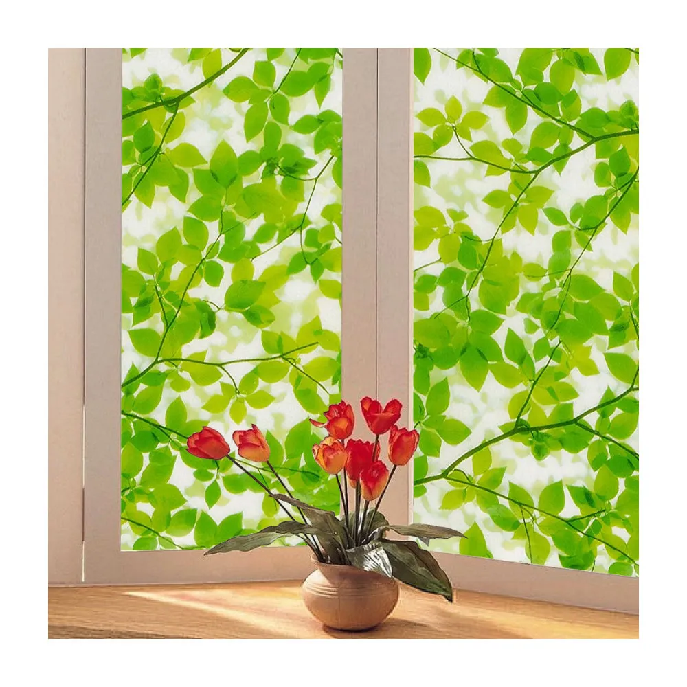 【meiwa】日本製造抗UV節能靜電窗貼(綠葉盈窗 92x200公分)