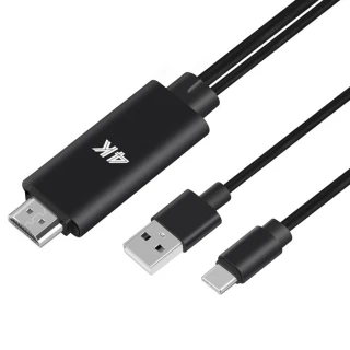 【MAX+】Type-c to HDMI可供電 4K高畫質影音轉接線(黑)