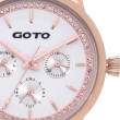 【GOTO】閃亮晶鑽三眼精品時尚手錶-IP玫x白(GS0065L-44-241)