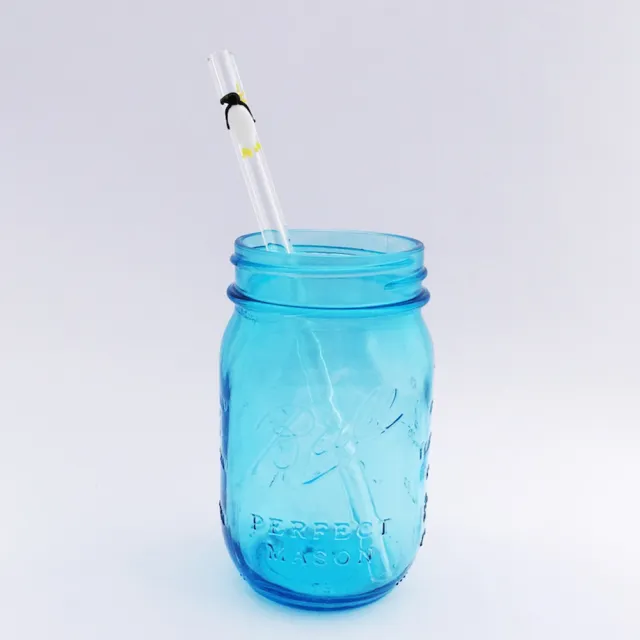 【美國strawesome】手工玻璃管/標準直式 動物造型(企鵝)