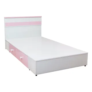 【南亞塑鋼】貝妮3.5尺粉色塑鋼單人加大床組(床頭片+抽屜床底)