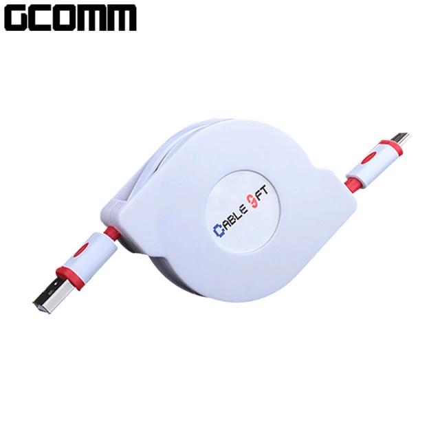 【GCOMM】GCOMM micro-USB 強固型高速充電傳輸伸縮扁線 1米 熱情紅(伸縮扁線)