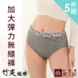 【SHIANEY 席艾妮】5件組 台灣製 超加大尺碼 竹炭纖維 高腰無縫內褲 吸濕排汗