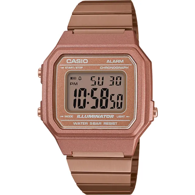 【CASIO 卡西歐】復古文青大顯身手電子錶-玫瑰金(B-650WC-5A)