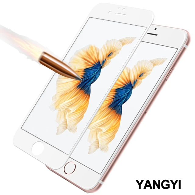 YANG YI 揚邑 Apple iPhone 6 / 6s Plus 5.5吋 滿版軟邊鋼化玻璃膜3D曲面防爆抗刮保護貼(白色)