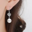 【Emi 艾迷】韓系愛情諾言珍珠愛心點鑽925銀針耳勾耳環
