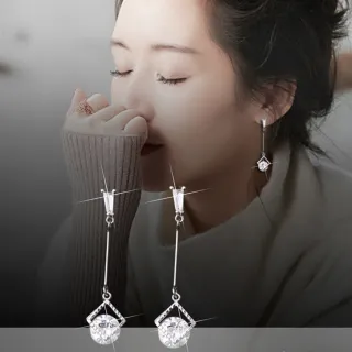 【Emi 艾迷】韓系 璀璨靈感內鑲單鑽垂墜 925銀針 耳環