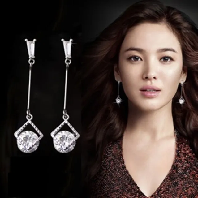 【Emi 艾迷】韓系 璀璨靈感內鑲單鑽垂墜 925銀針 耳環