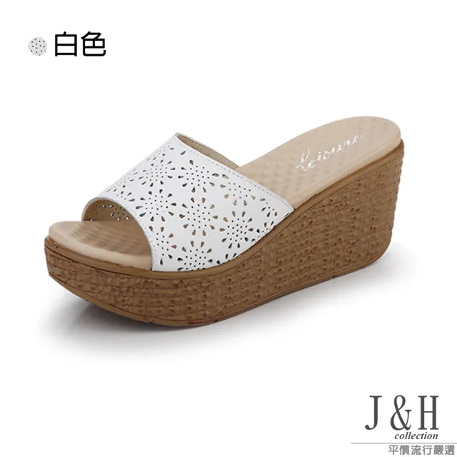 【J&H collection】韓版時尚縷空雕花厚底涼拖鞋(現+預 白色 / 淺藍 / 黑色)