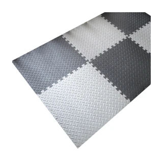 【Abuns】工業風鐵板紋62CM黑灰色大巧拼地墊-附收邊條(96片裝-適用11坪)