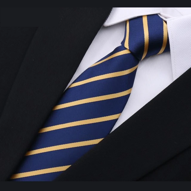 【拉福】領帶6cm中窄版領帶手打領帶(藍黃紋)