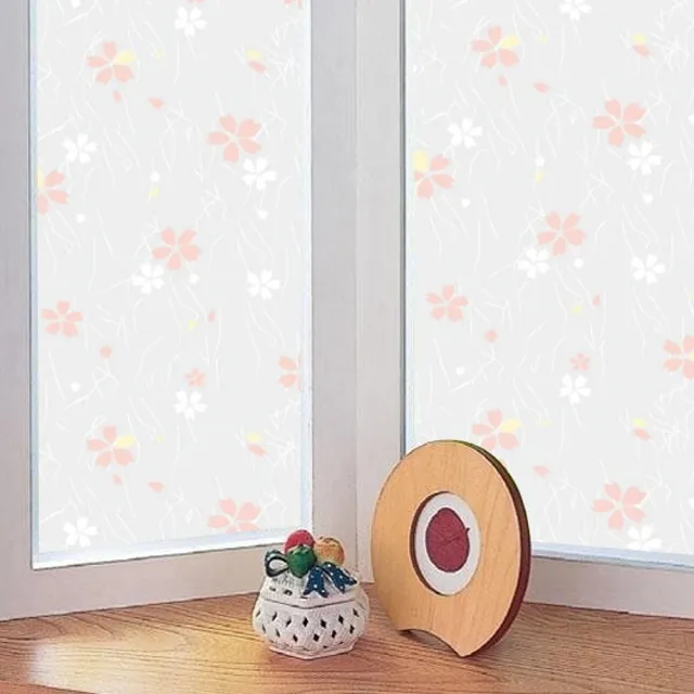 【meiwa】日本製造抗UV節能靜電窗貼(日式小花- 92x200公分)