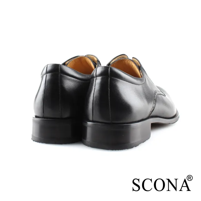 【SCONA 蘇格南】全真皮 都會素面免拆綁帶紳士鞋(黑色 0860-1)