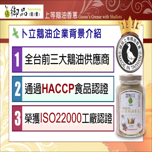 【悅•生活】御品能量--黃金3A頂級香蔥款鵝油六入組(豬牛油 拌醬 伴手禮)