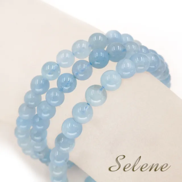 【Selene】純淨湛藍海藍寶三圈手珠(5.5-6mm)