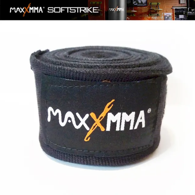 【MaxxMMA】MaxxMMA 彈性手綁帶 黑粉紅3m-2捲(散打 搏擊 MMA 格鬥 拳擊 重量訓練 綁手帶)