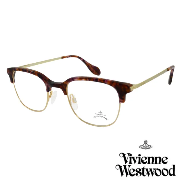 【Vivienne Westwood】英國Anglomania英倫簡約眉框設計光學眼鏡(琥珀金 AN342M02)