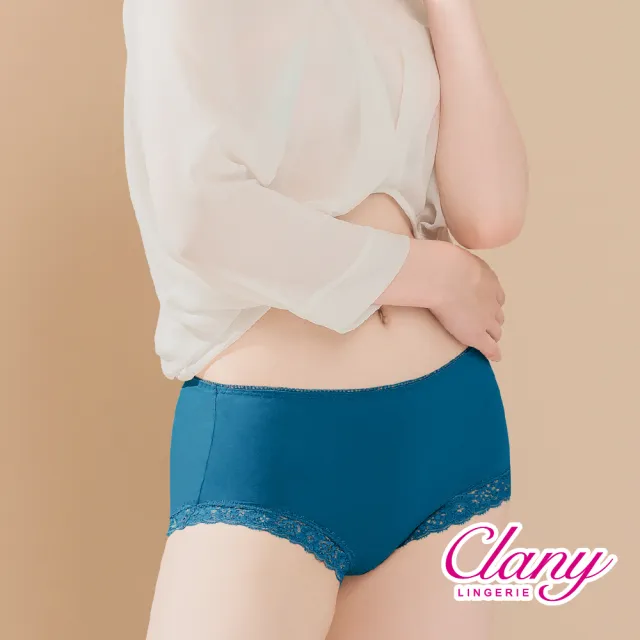 【Clany 可蘭霓】台灣製性感蕾絲美膚M-XL三角女內褲 健康透氣環保包覆(閃耀藍 2171-53)