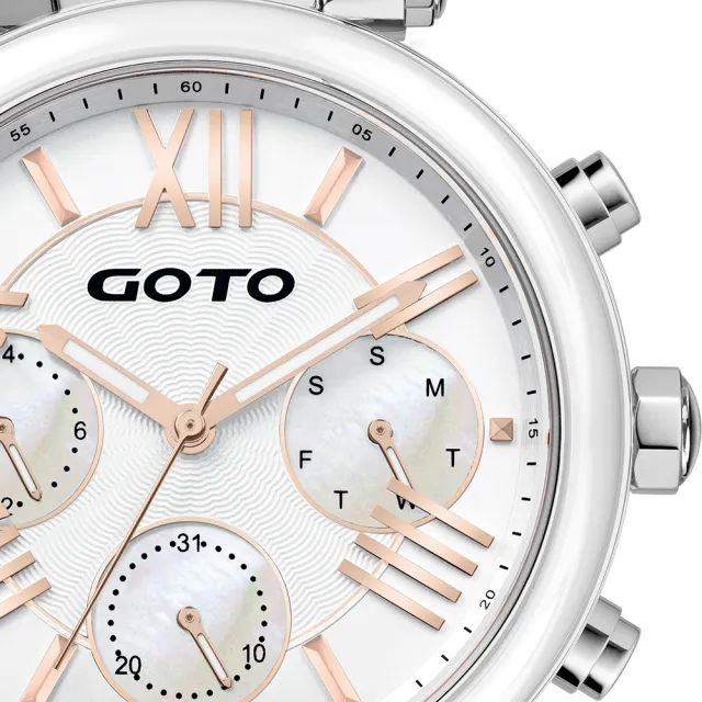 【GOTO】浪漫羅馬風情時尚手錶-白(GS0052M-2S-241)