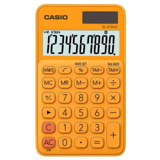 【CASIO 卡西歐】10位元甜美馬卡龍口袋型計算機-柳橙橘(SL-310UC-RG)