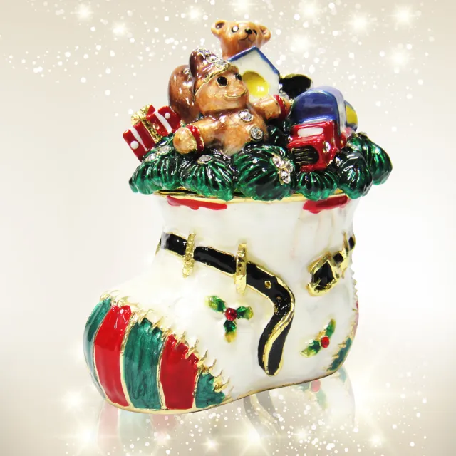 【三卡寶】歡樂聖誕節-聖誕襪禮物包晶鑽(珠寶盒)