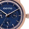 【GOTO】閃亮晶鑽三眼精品時尚手錶-IP玫x藍(GS0065L-44-L41)