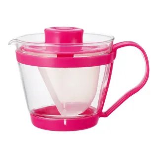 【iwaki】日本品牌耐熱玻璃沖茶器/茶壺-附濾茶網(粉色-400ml)