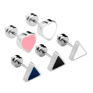 【TiMISA】幾何派對 純鈦耳環 單隻(顏色任選)