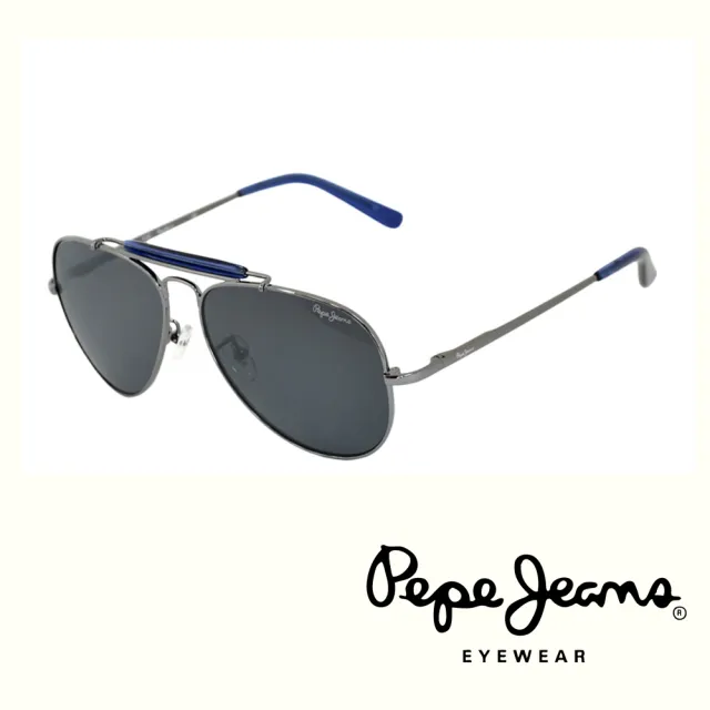 【Pepe Jeans】英倫時尚經典飛行員太陽眼鏡(PJ5057MC2  銀藍)