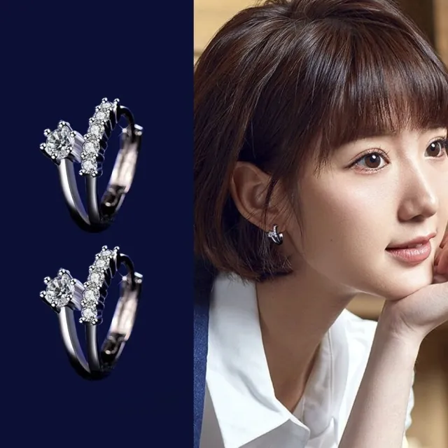 【Emi 艾迷】韓系璀璨奢華點鑽環繞鋯石 925銀針 耳環 耳扣
