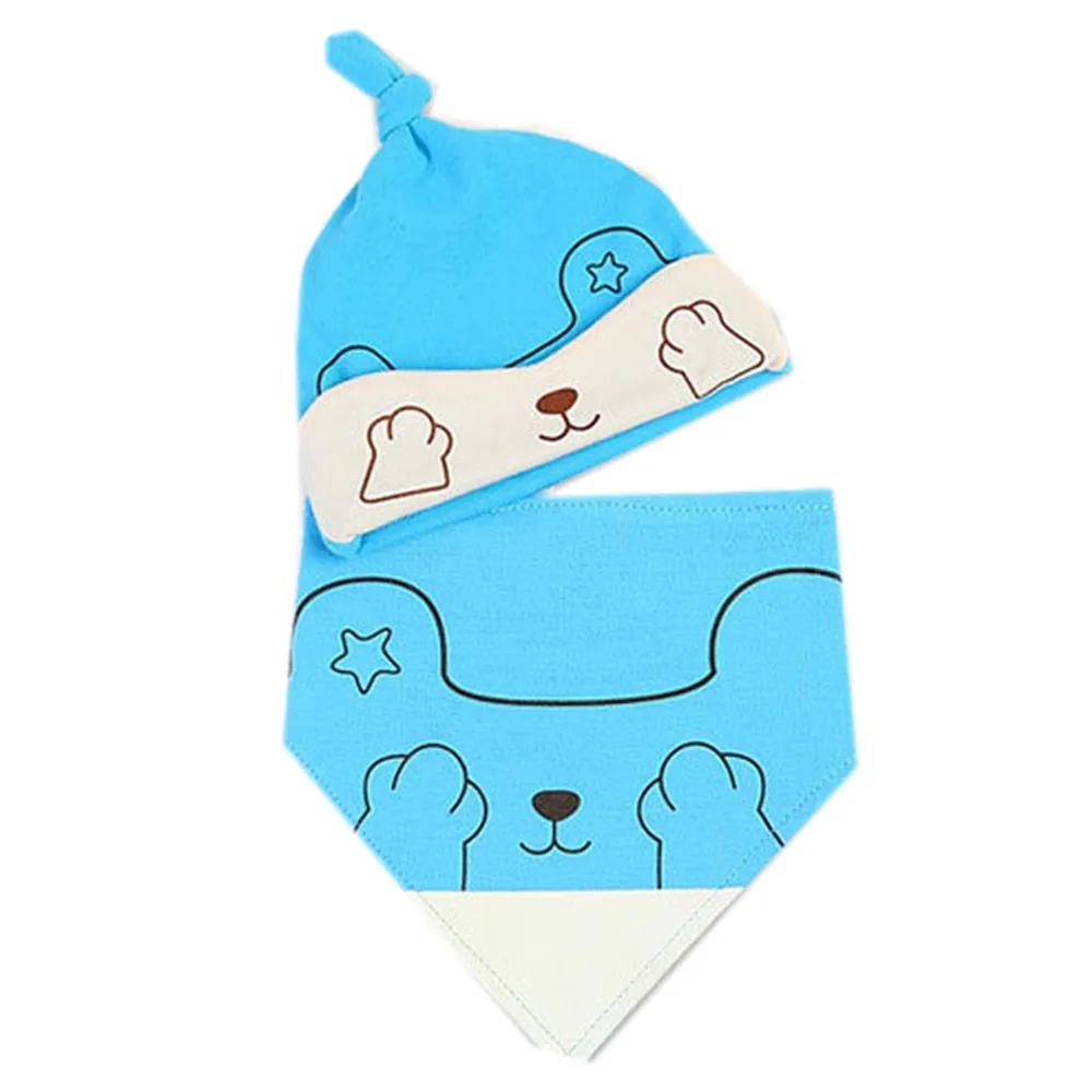 【iSFun】安眠小熊＊嬰兒雙色棉帽+三角領巾組/3色可選