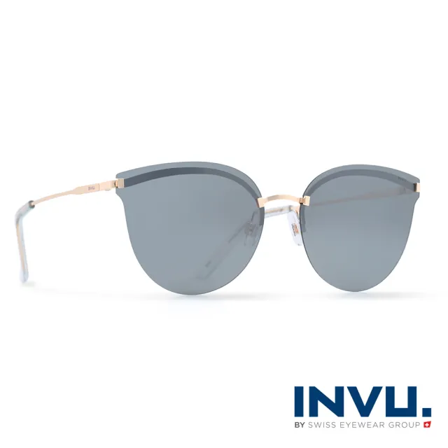 【INVU瑞士】來自瑞士濾藍光偏光時尚金屬平面太陽眼鏡(金 T1802B)