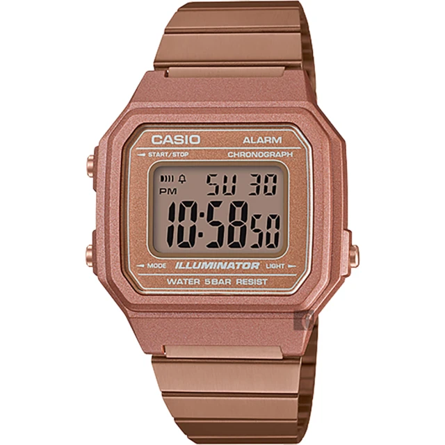 【CASIO 卡西歐】學生錶 復古文青大數字電子錶-玫瑰金 畢業禮物(B650WC-5ADF)