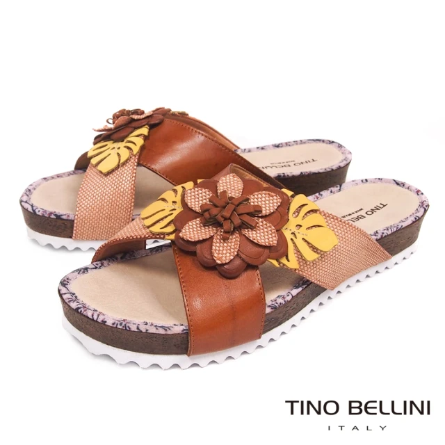 TINO BELLINI 貝里尼 巴西進口多層次立體繁花厚底涼拖鞋A83059(棕)