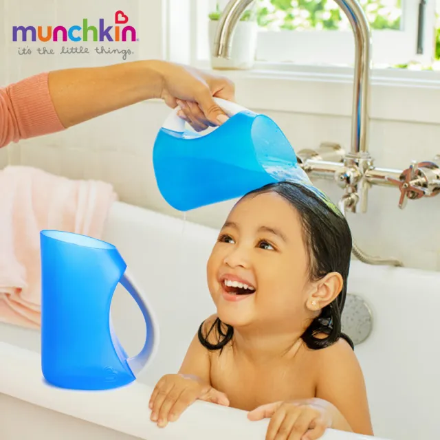 【munchkin】寶寶洗頭不哭軟式水瓢-藍