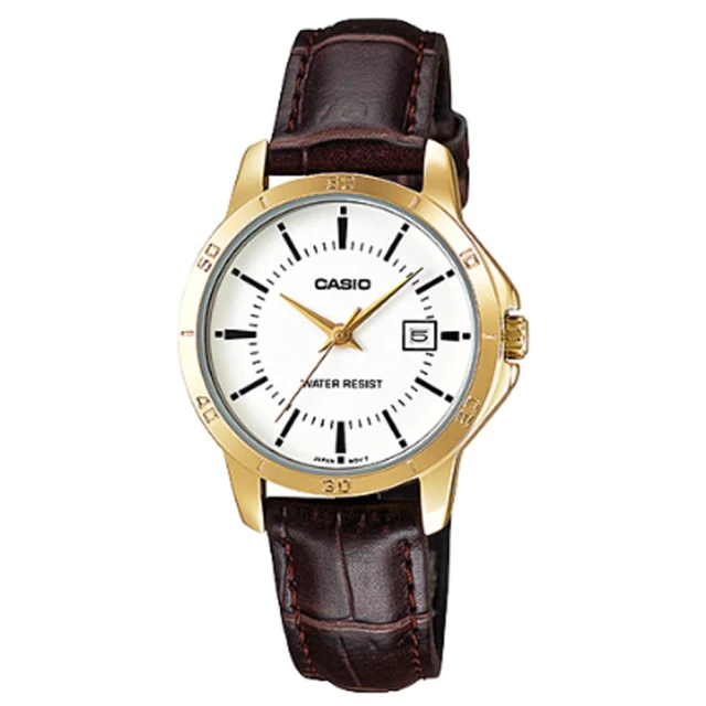 【CASIO 卡西歐】經典時裝時尚金指針腕錶-羅馬白面(LTP-V004GL-7A)