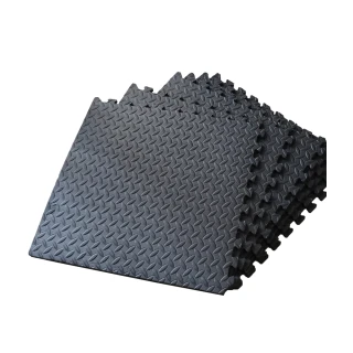 【Abuns】工業風鐵板紋62CM黑色大巧拼地墊-附收邊條(36片裝-適用4坪)