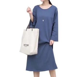 【MsMore】韓版寬鬆視覺藏肉立減5kg-後綁帶裝飾純色長洋裝#102855*(3色)
