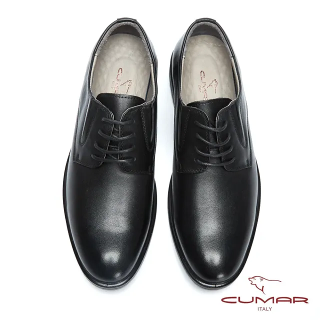 【CUMAR】輕量舒適 真皮綁帶上班鞋(黑色)