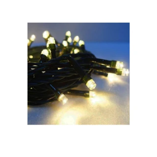 【摩達客】50燈LED燈串聖誕燈(暖白光/綠線 附控制器跳機 高亮度又省電)
