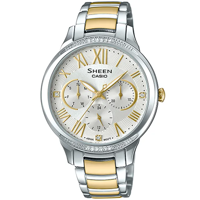 【CASIO 卡西歐】SHEEN 優雅時尚質感腕錶-金 雙11 送禮(SHE-3058SG-7A)
