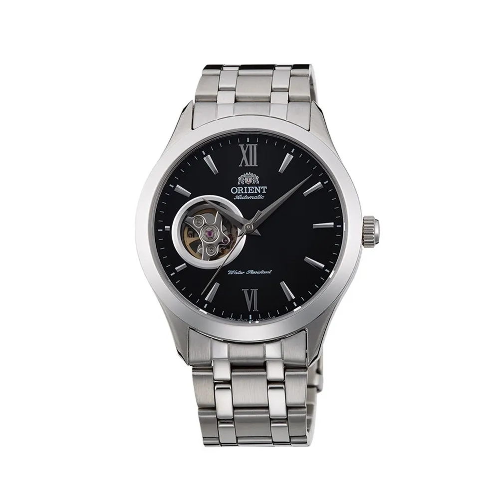 【ORIENT 東方錶】ORIENT 東方錶 SEMI-SKELETON系列 藍寶石鏤空機械錶 鋼帶款 黑色-38.5mm(FAG03001B)