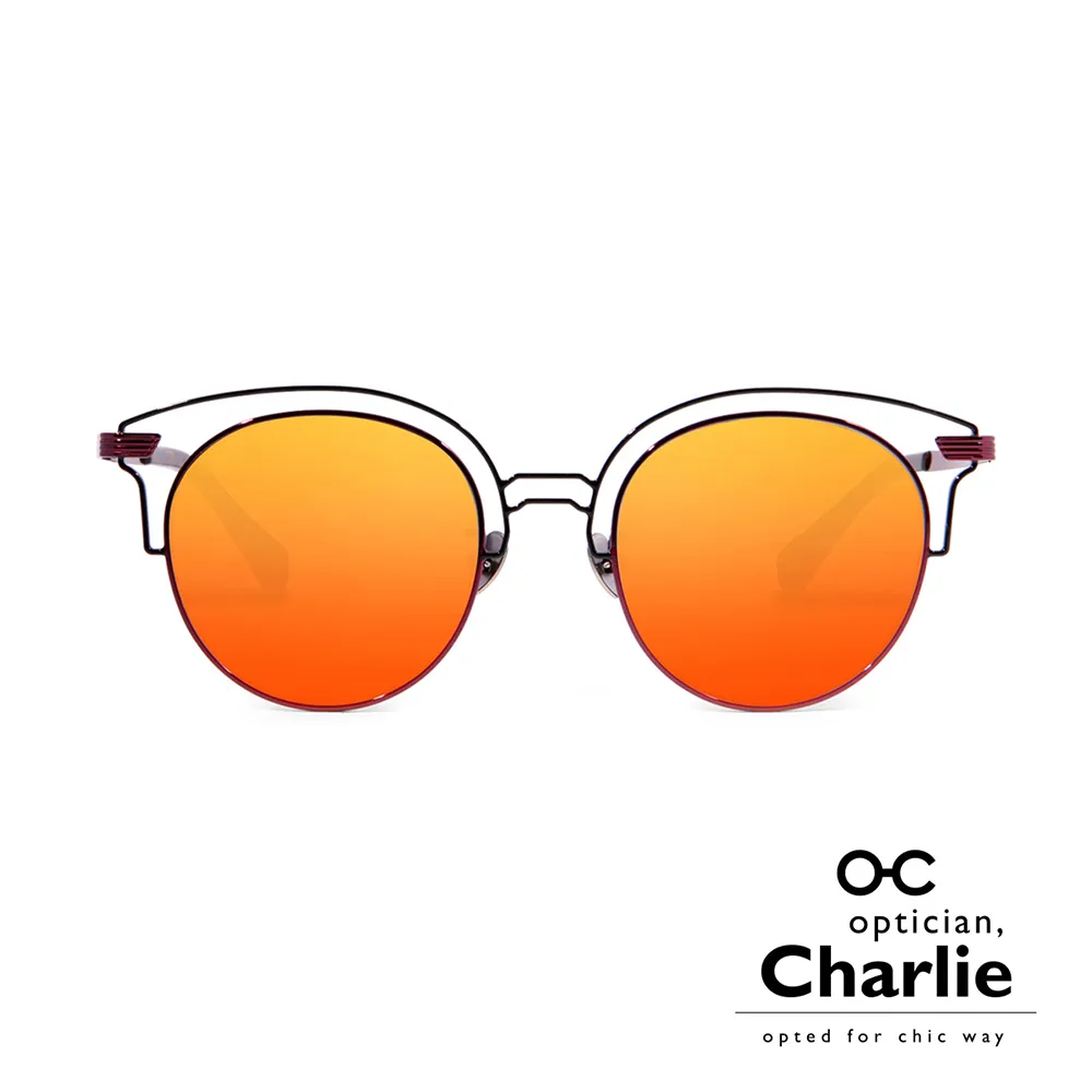 【Optician Charlie】韓國亞洲專利 NPC系列太陽眼鏡(酒紅 + 水銀橘鏡面 NPC RG - 雜誌款)