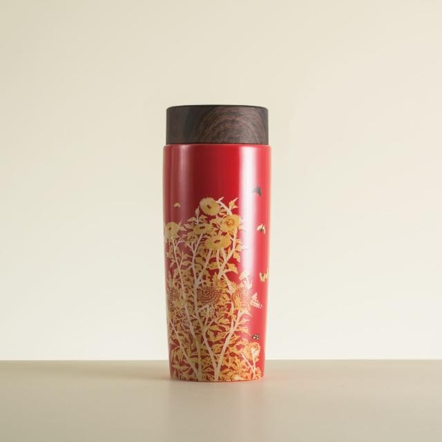 【LohasPottery 陸寶】常玉 蝶慕金花 隨身杯 雙層陶瓷內膽 280ml(常玉典藏作品   菊)