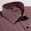 【ROBERTA 諾貝達】進口素材 台灣製 合身版 純棉簡約格紋長袖襯衫(磚紅)
