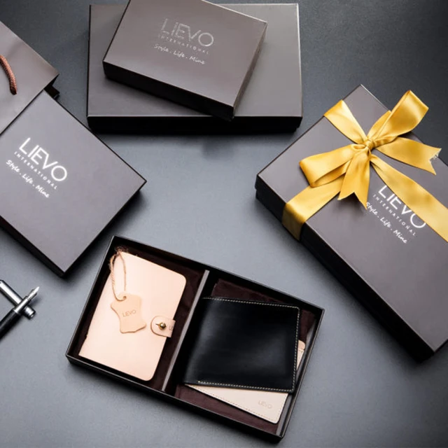 【LIEVO】EASY - 真皮感應卡片夾+GRACE - 水蠟皮短夾(聖誕限定禮盒組)