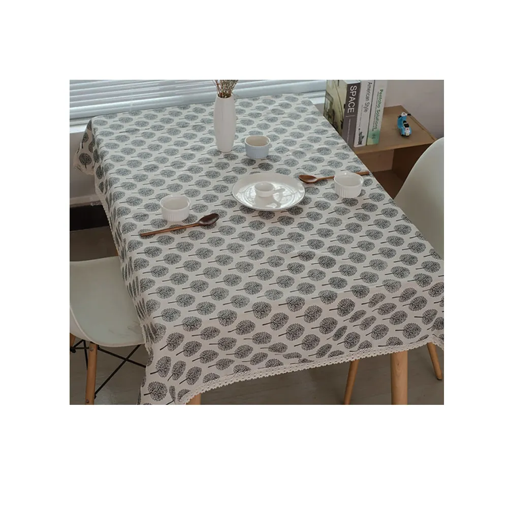 【La Vie】zakka 現代簡約小樹蕾絲花邊餐桌布(100X140cm)