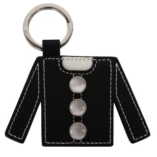 【agnes b.】衣服造型皮革鑰匙(黑)